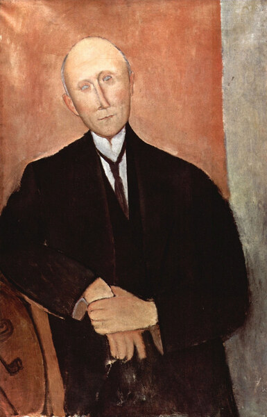 Modigliani - Sitting man with orange background by Modigliani